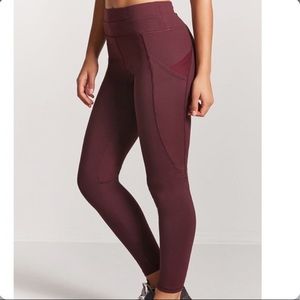 2/$30 nwot forever 21 maroon active mesh pocket leggings